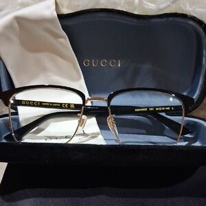 NWOT Gucci GG0130 Black & Gold RXABLE Eyeglass Frames, Unisex